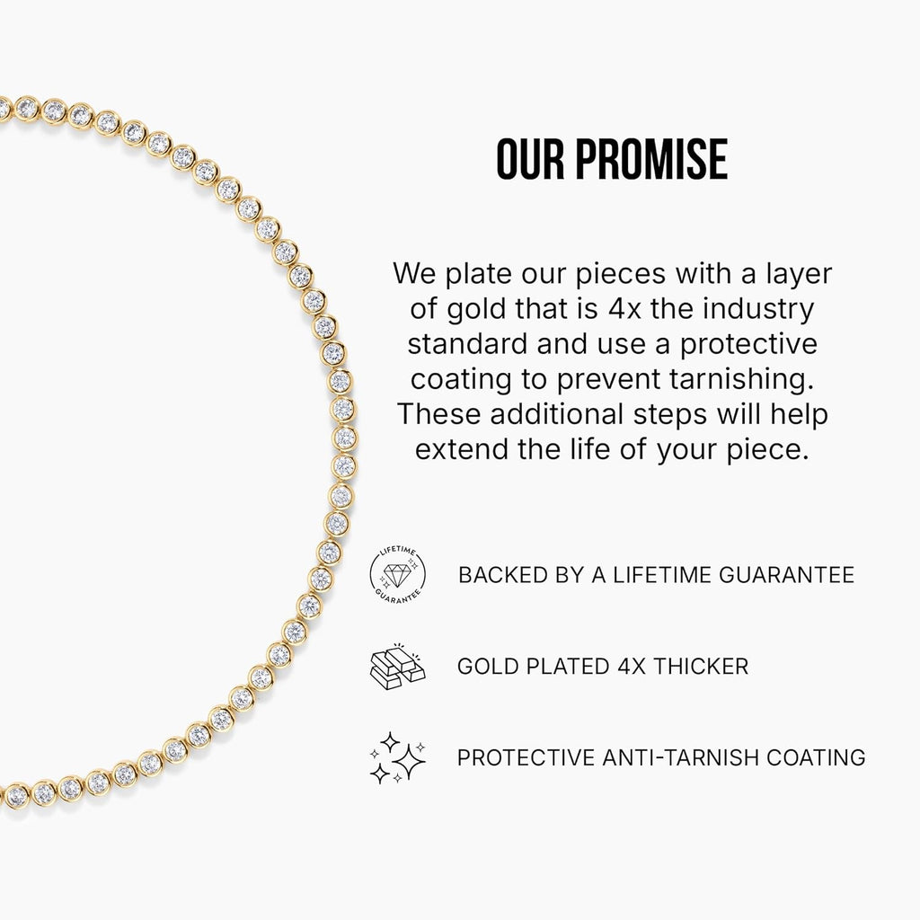 Electric Picks Bezel Tennis Necklace for Women, 14k Gold Plated Bezel-Set Stone Chain Necklace, Dainty Sparkle Layering Jewelry, Elegant Statement Necklace Gift
