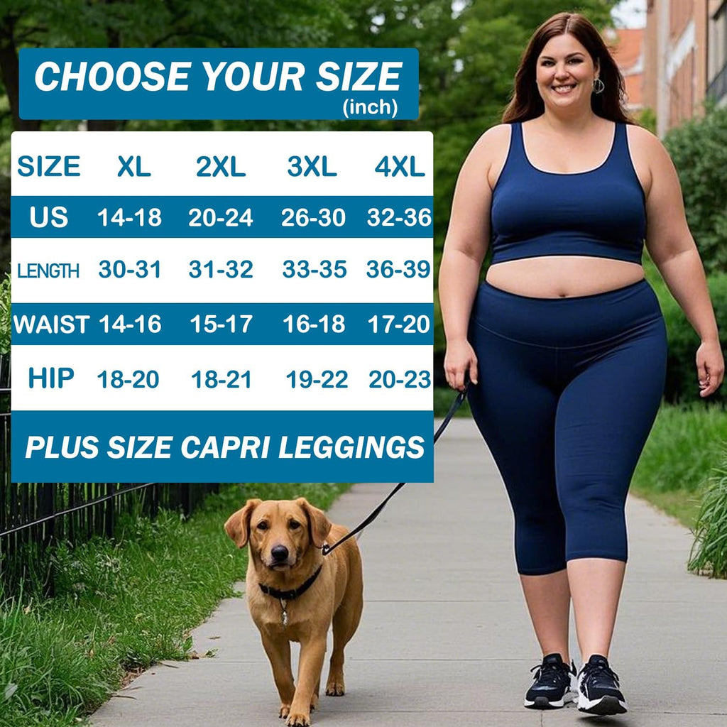 NEW YOUNG 3 Pack Plus Size Leggings for Women X-Large-4X,Capri Leggings for Women High Waisted Tummy Control Yoga Pants