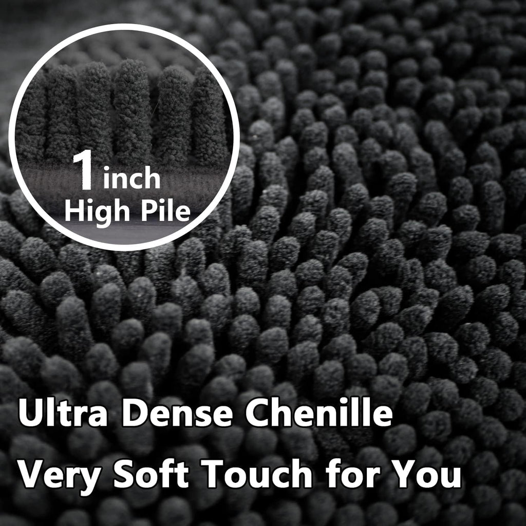Bathroom Rug Sets 2 Piece, Extra Thick And Absorbent, Non-Slip, Machine Washable, Dry Quckily, Soft Cozy Plush, Used Under Shower Bathtub And Sink, Dark Grey