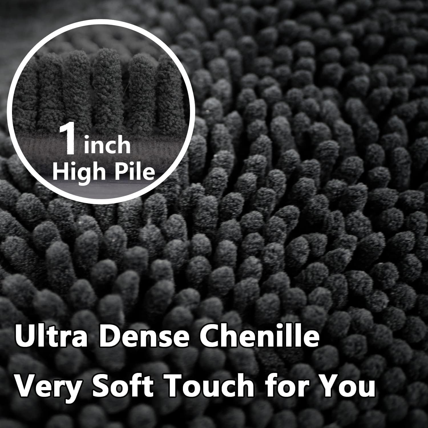 Bathroom Rug Sets 2 Piece, Extra Thick And Absorbent, Non-Slip, Machine Washable, Dry Quckily, Soft Cozy Plush, Used Under Shower Bathtub And Sink, Dark Grey