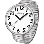 Women's Men's Super Large Face Easy to Read Dial Stainless Steel Stretch Band Bracelet Watch