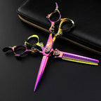 6.0" Professional Japan 440C Hair Cutting Shears - Salon Hair Blending/Thinning/Texturizing Scissor For Barber Or Home Use A-Rainbow
