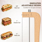 Adjustable Bread Knife For Home Use, Wooden Sourdough Bread Slicer For Homemade Bread With Bow Design, Premium Stainless Serrated Bread Cutter For Bagels And Baguettes-Natural