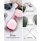 Joopin 3 Pack Square Sunglasses Polarized UV Protection Trendy Sun Glassses Fashion Shades for Women Men H13-pink Pink+ Clear Purple + Clear Blue