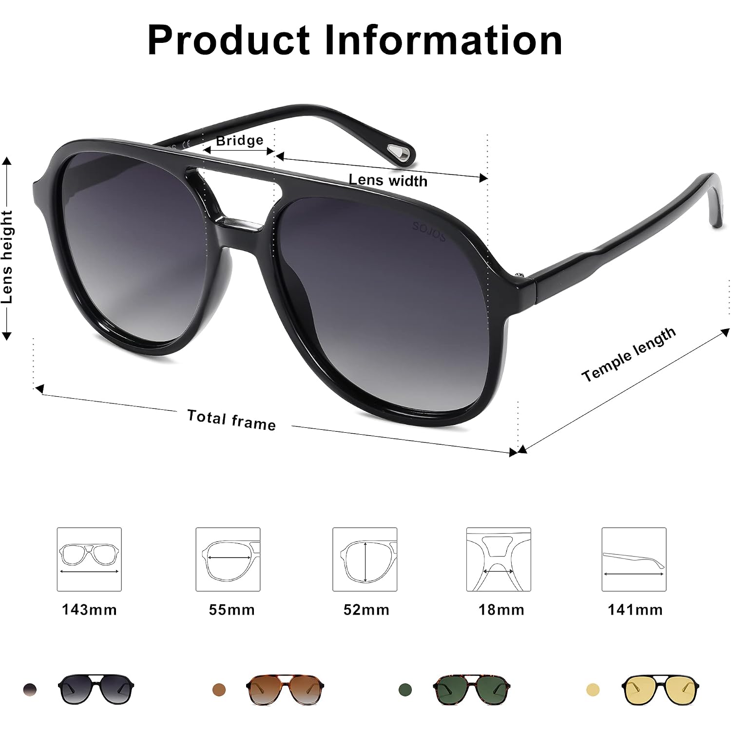 Sojos Retro Polarized Aviator Sunglasses Womens Mens Classic 80S 90S Vintage Trendy Square Aviators Sj2174
