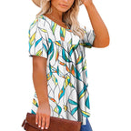 Plus Size Tops For Women Casual Summer Crew Neck Tunics Short Sleeve Loose Shirts Blouses 1X-5X