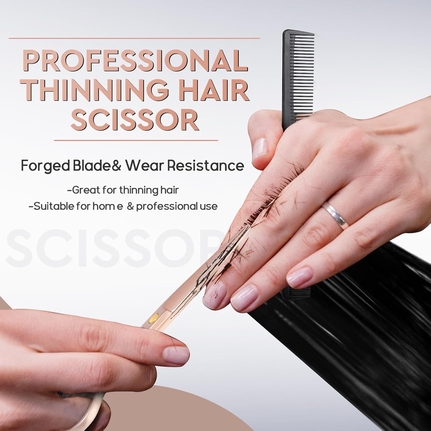 Jason Hair Cutting Scissors Set - 10-Piece Hair Thinning Texturizing Shears Straight For Men, Women & Home Salon Rosegold 6.0"