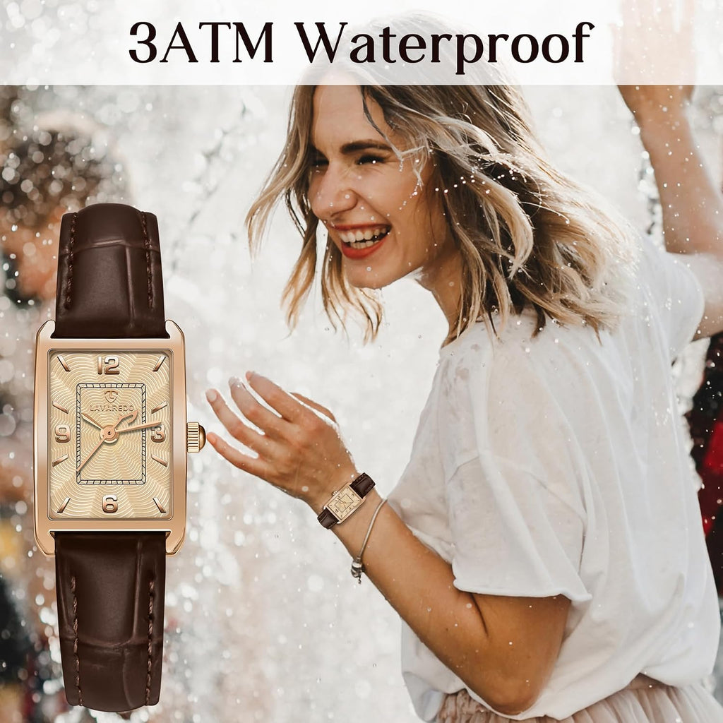 Women'S Leather Strap Watch Dainty Elegant Womens Watches Classic Vintage Retro Square Ladies Quartz Watches Gifts Present For Her