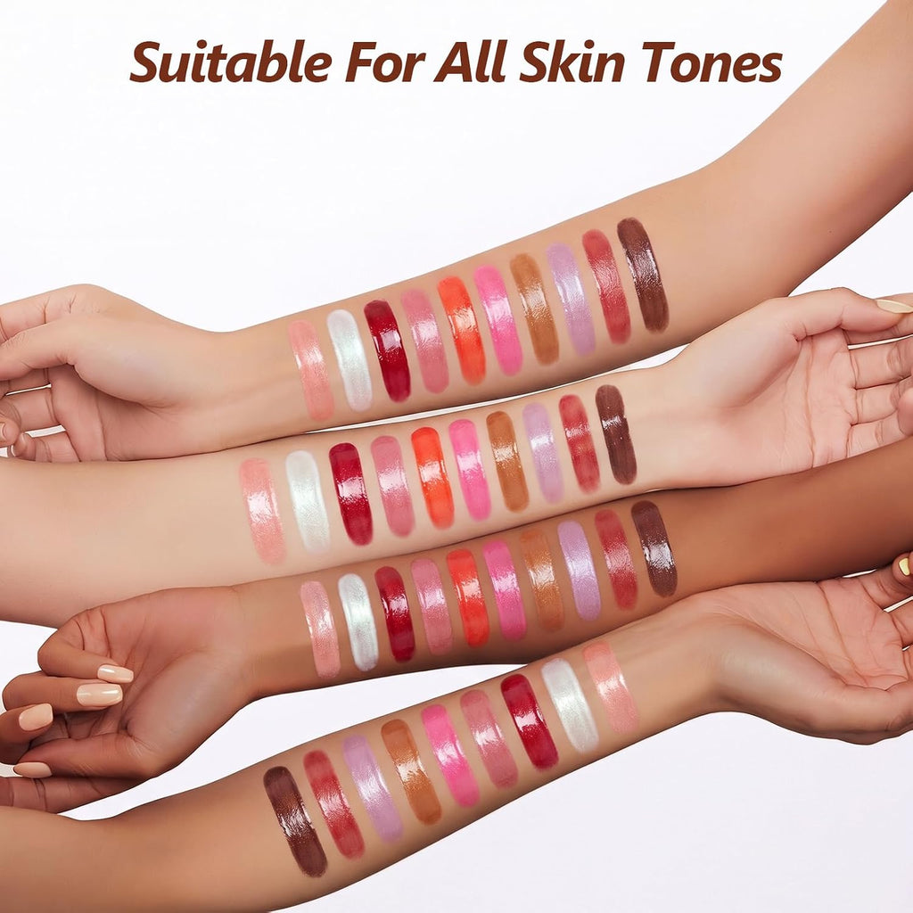 Dmsky Bling Lip Gloss Set,10 Colors High Shine Lip Gloss Pack Non-Sticky Pink Glitter Long Lasting Moisturizing,Multi Fruit Flavors Glitter Makeup For Women,20 Pack