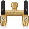 Hose Splitter 2 Way Heavy Duty, Full Flow Garden Hose Splitter With 2 Long Metal Handles, Brass Rust And Freeze Resistant Water Hose Bib Splitter, T Adapter Connector With 3/4 - Inch Ght Thread（Black）