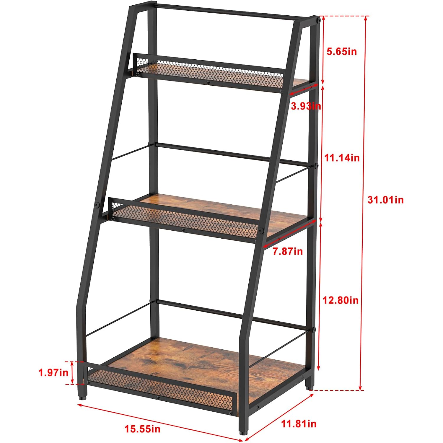 3-Tier Liquor Stand For Home Bar, Stepped Wine Rack Freestanding Floor For Liquor Whiskey Wine, Versatile Corner Wine Bottle Display Stand With Fences, Vintage Brown, Safe Height For Kids & Pets