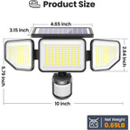 Onforu 4500Lm Solar Lights Outdoor, 3 Heads Security Lights With Remote Control, Ip65 Waterproof Motion Sensor Lights, 3 Modes Flood Lights For Wall, Porch, Yard, Outside, 2 Pack
