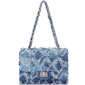 Women Small Shoulder Bags Quilted Crossbody Distressed Jean Denim Purse Evening Bag Clutch Handbag | Distressed Denim, Chic Chain Strap, Secure Twist-Lock, Multiple Pockets, Versatile Wear
