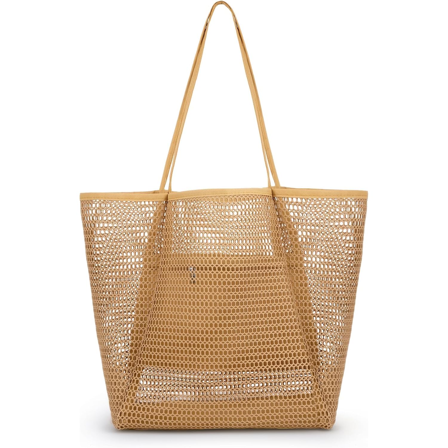 Iioscre Beach Bag for Women, Causal Hobo Pool Bags with Zipper Inner Pocket, Foldable Swim Tote Bag for Vacation Essentials