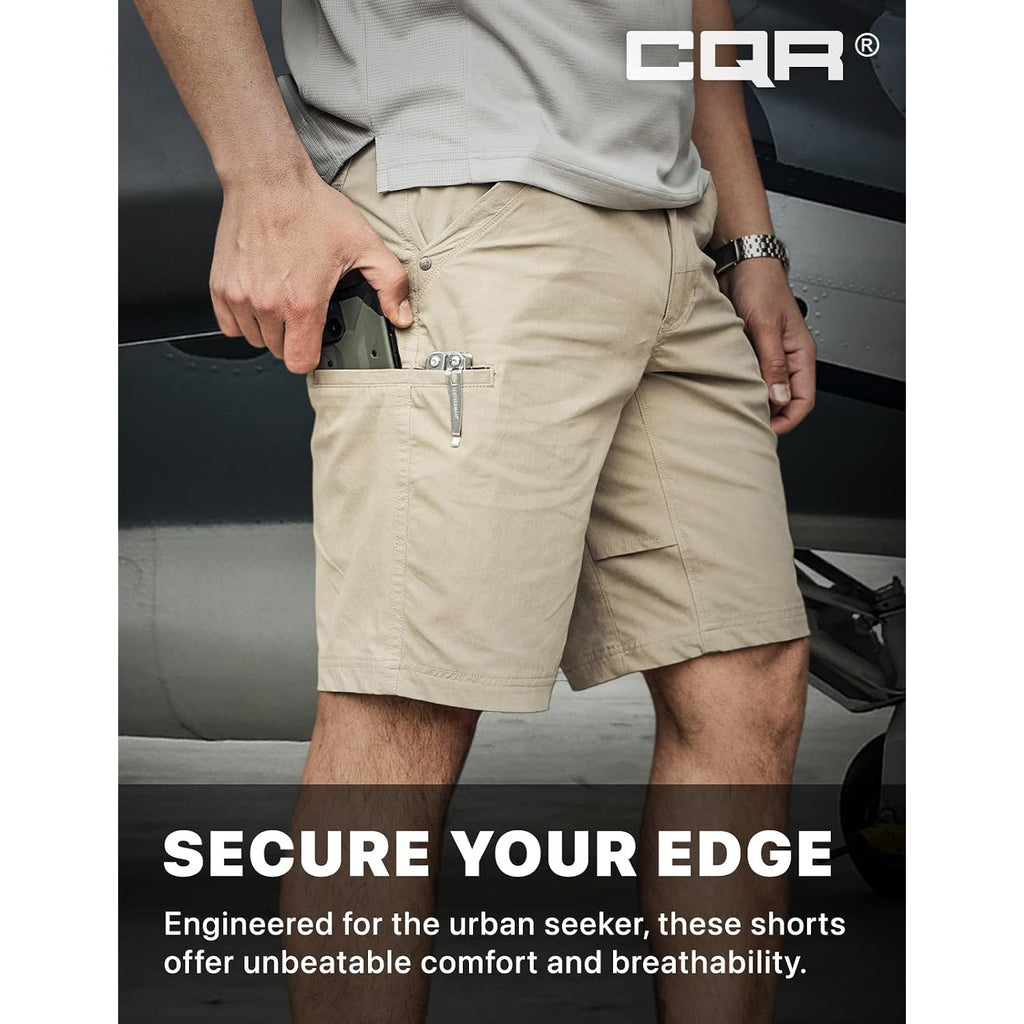 Cqr Men'S Stretch Utility Shorts, Lightweight Quick Dry Casual Shorts, Hiking Golf Cargo Shorts With Zipper Pockets
