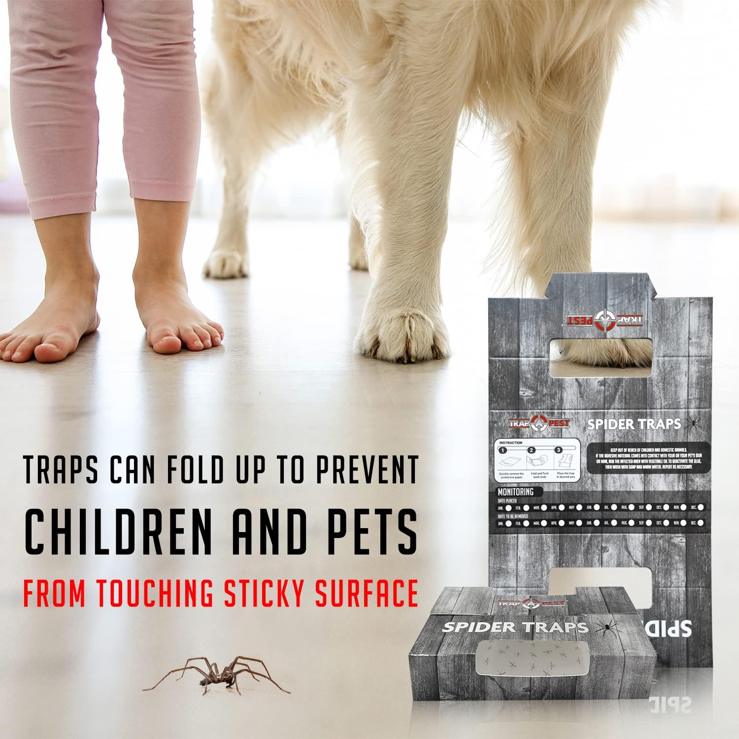 Spider Traps For Inside Your Home (16 Traps) - Spider Catcher Insect Traps Indoor - Spider Traps Indoor Bug Traps Sticky Traps For Spiders - Pre Baited Ultra Sticky Insect Glue Traps - Trap A Pest