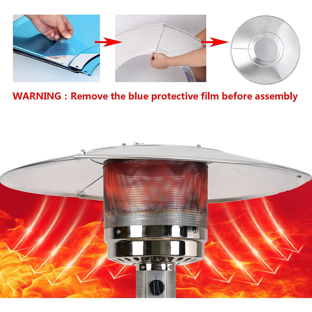 Patio Heater Reflector Shield, Aluminum Heat Reflector Shield Top For Propane Outdoor Heaters,Dome Replacement Parts(3-Hole Mount，33" Diameter Round)