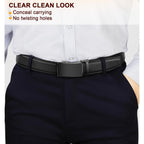Men Belt 2 Pack, Leather Ratchet Belt Easy Click Slide For Men 1 3/8",Cut For Fit