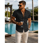 Jmierr Men'S Muscle Fit High Stretch Wrinkle-Free Button Down Dress Shirts Summer Casual Short Sleeve Shirt