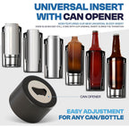 Frost Buddy Universal Can Cooler - Fits All - For Regular 12 & 16 oz or Slim-Size Bottles - Insulated Double-Walled Stainless Steel (MatteBlack)