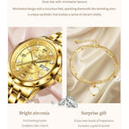 Olevs Womens Watches Casual Modern Diamond Automatic Mechanical Ladies Self Winding Dress Two Tone Wrist Watch Date Day
