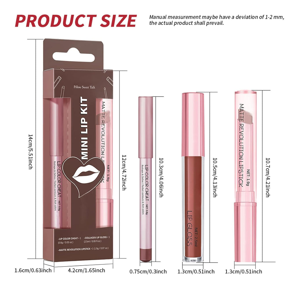 Nude Pink Lip Kit - Matte Lipstick Cream Lip Liner and Gloss Set High Pigment Plumping Lip Pencil Moisturizing Lightweight Liquid Lipstick Smooth Buildable Long Lasting Lip Combo Makeup