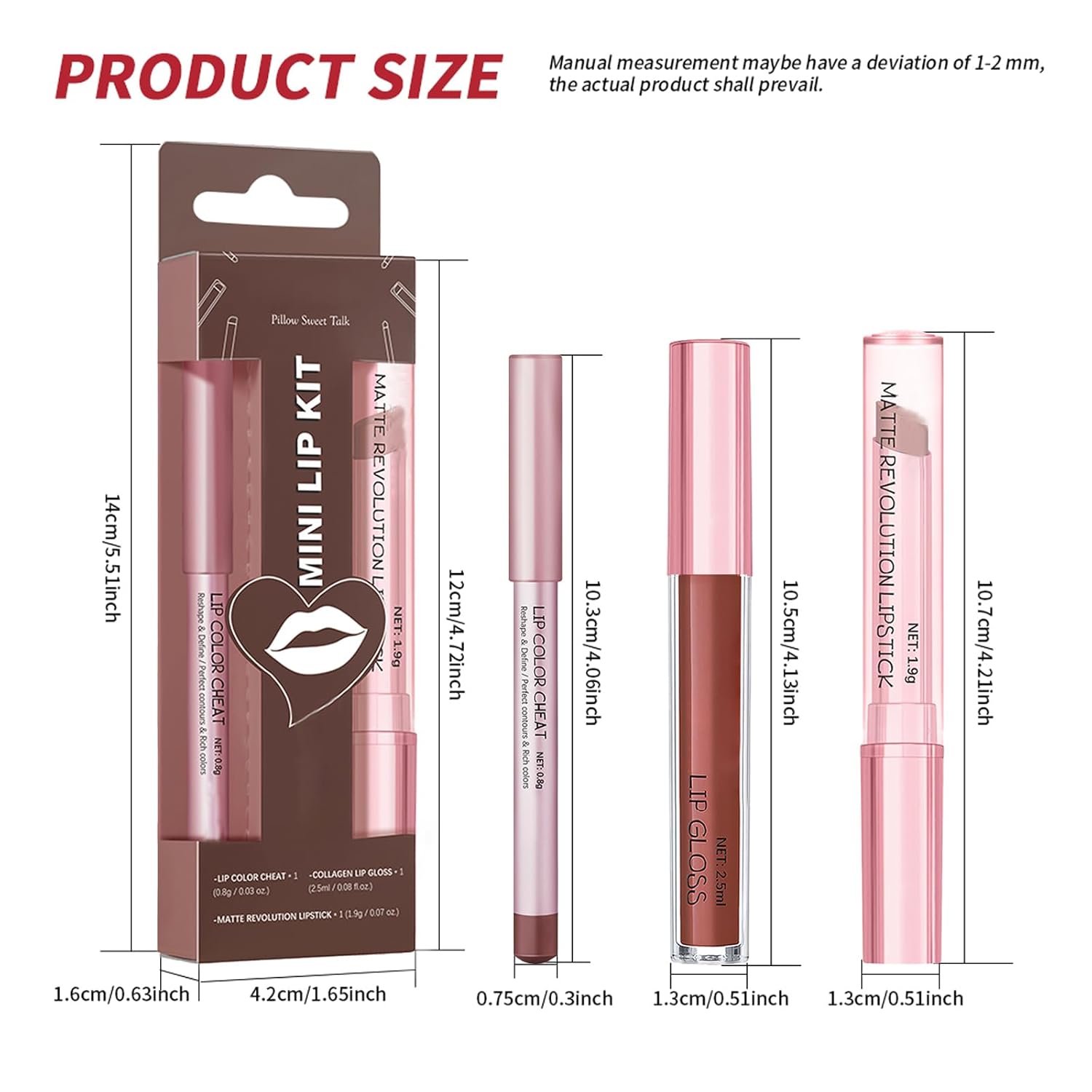 Nude Pink Lip Kit - Matte Lipstick Cream Lip Liner and Gloss Set High Pigment Plumping Lip Pencil Moisturizing Lightweight Liquid Lipstick Smooth Buildable Long Lasting Lip Combo Makeup