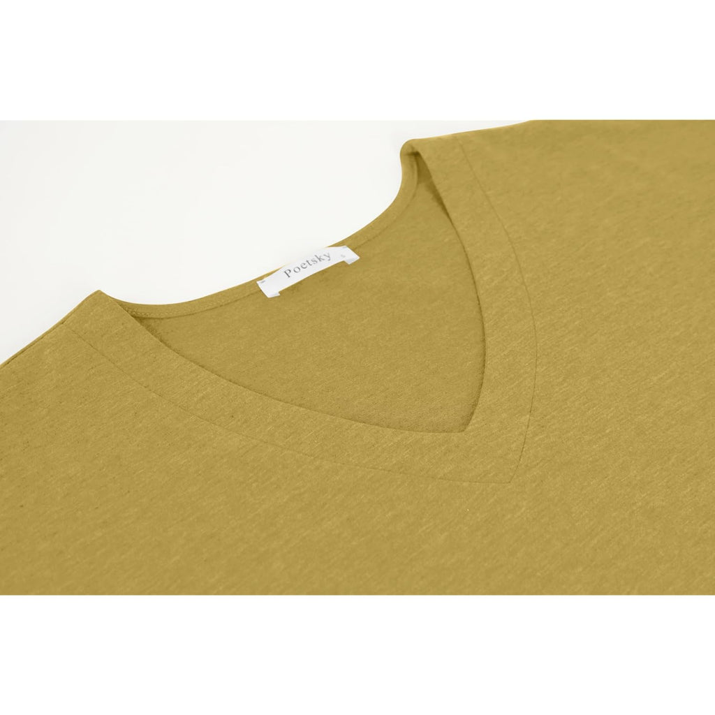 Summer Womens Tunic Tops For Leggings With Pockets Vneck Short Sleeve Casual Long T Shirts S-3Xl