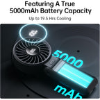 Jisulife Portable Handheld Fan Life7: 3-In-1 Hand, Desk & Neck Fan-Black | 19.5H Max Cooling, 5-Speed, Led Display, 5000Mah Rechargeable,Usb Foldable Fan For Travel/Concerts/Cruise/Sports Events/Gifts