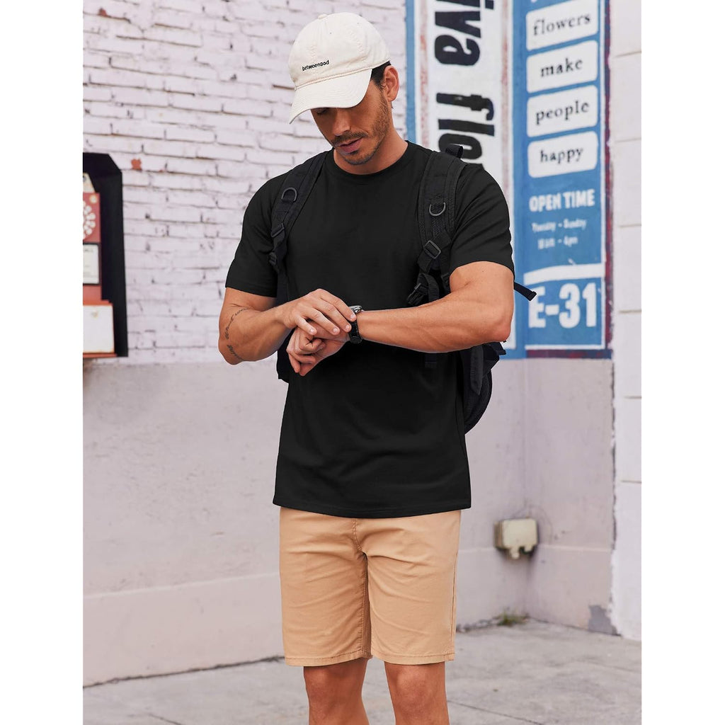 Coofandy Men'S T Shirt Short Sleeve Cotton Blend T-Shirts Crew Neck Casual Summer Basic Tee Shirts