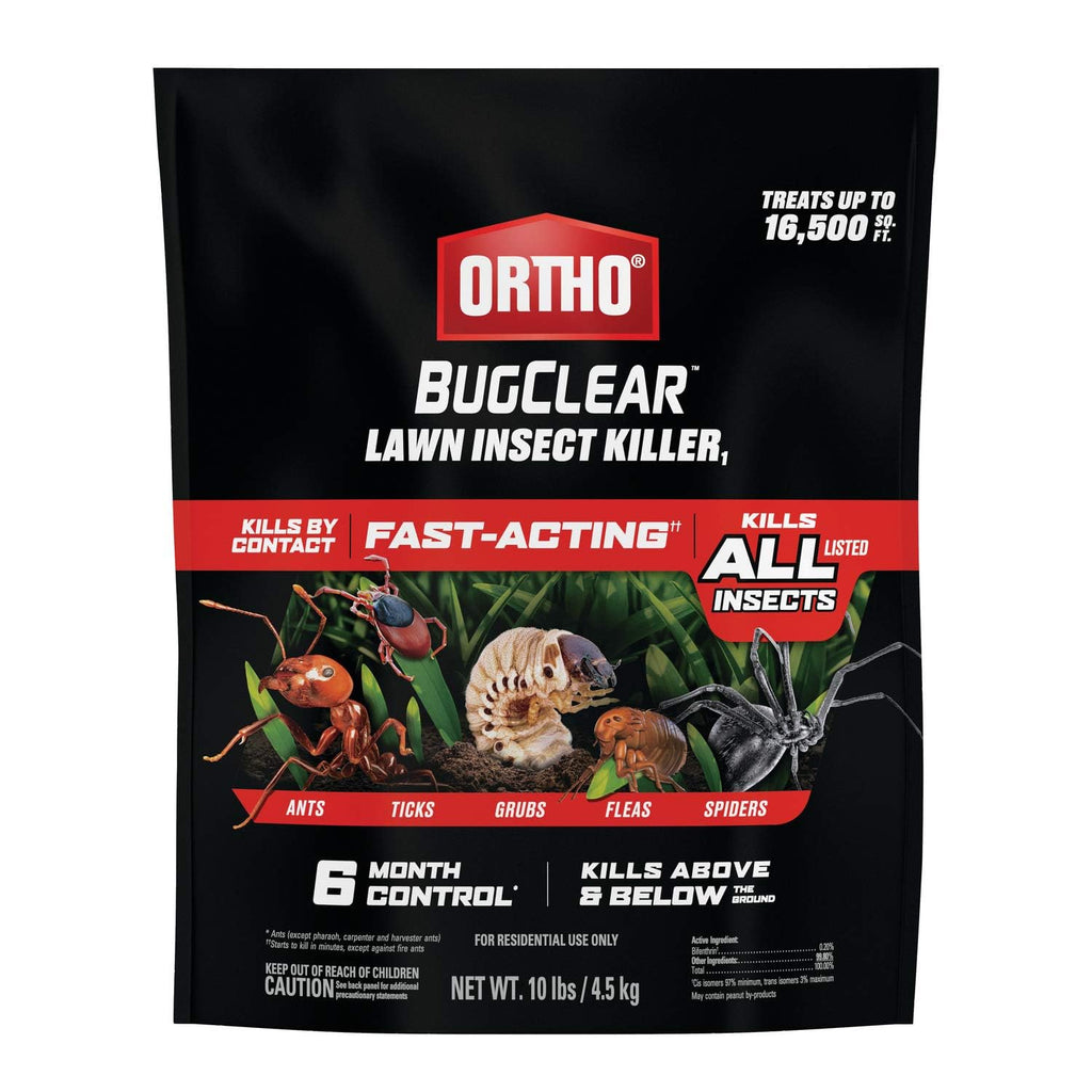 Ortho Bugclear Lawn Insect Killer1, 10 Lbs. | Lawn Bug Killer Granules, Kills Ants, Spiders, Ticks, Fleas, & Grubs, Treats Up To 16,500 Sq. Ft.