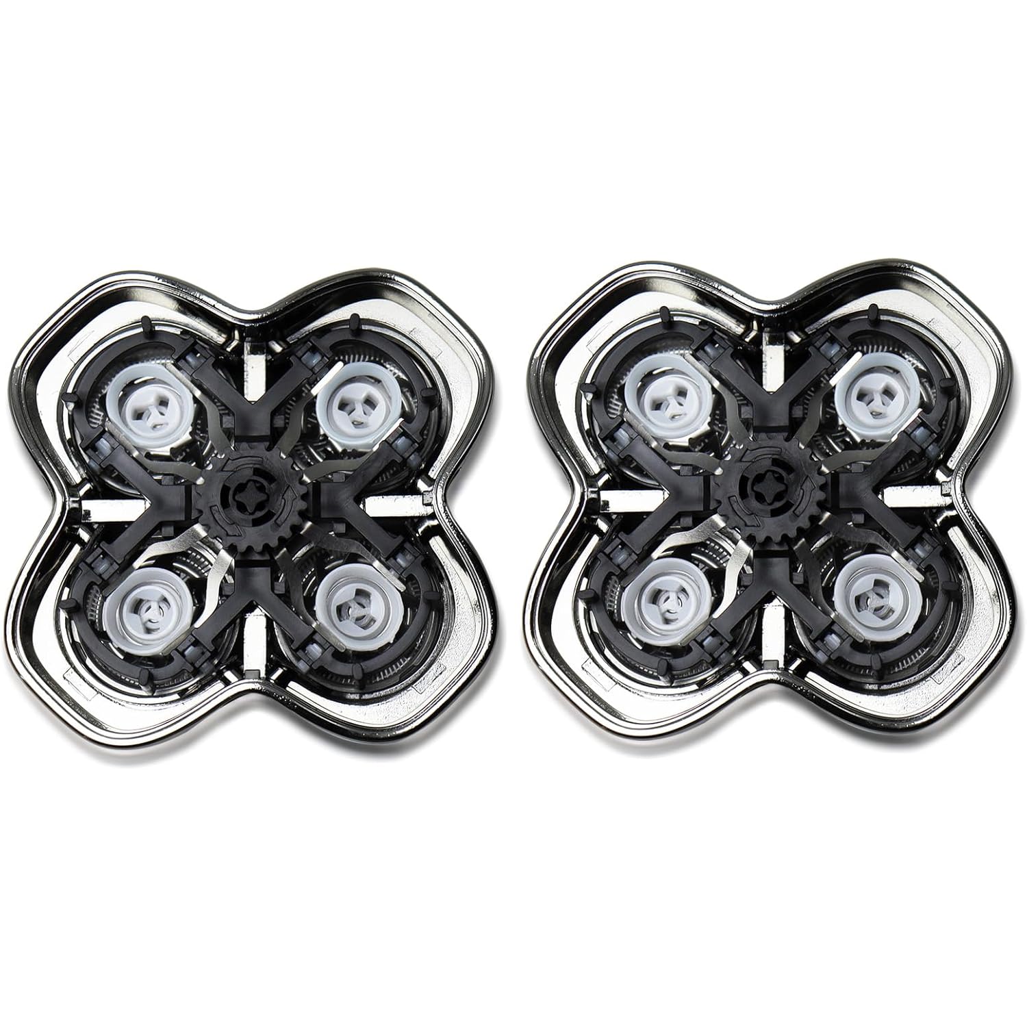 2Pack Pro 4 Shaver Replacement Heads for Skulls Pitbulls Series Gold PRO, Silver PRO, Platinum PRO, Butterfly Kiss PRO Head Shavers, Floating 4 Heads for a Fast, Close and Smooth Shave.