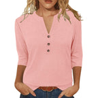 Womens Tops 3/4 Sleeve V Neck Shirts Dressy Casual Tunic Blouses Summer Tees