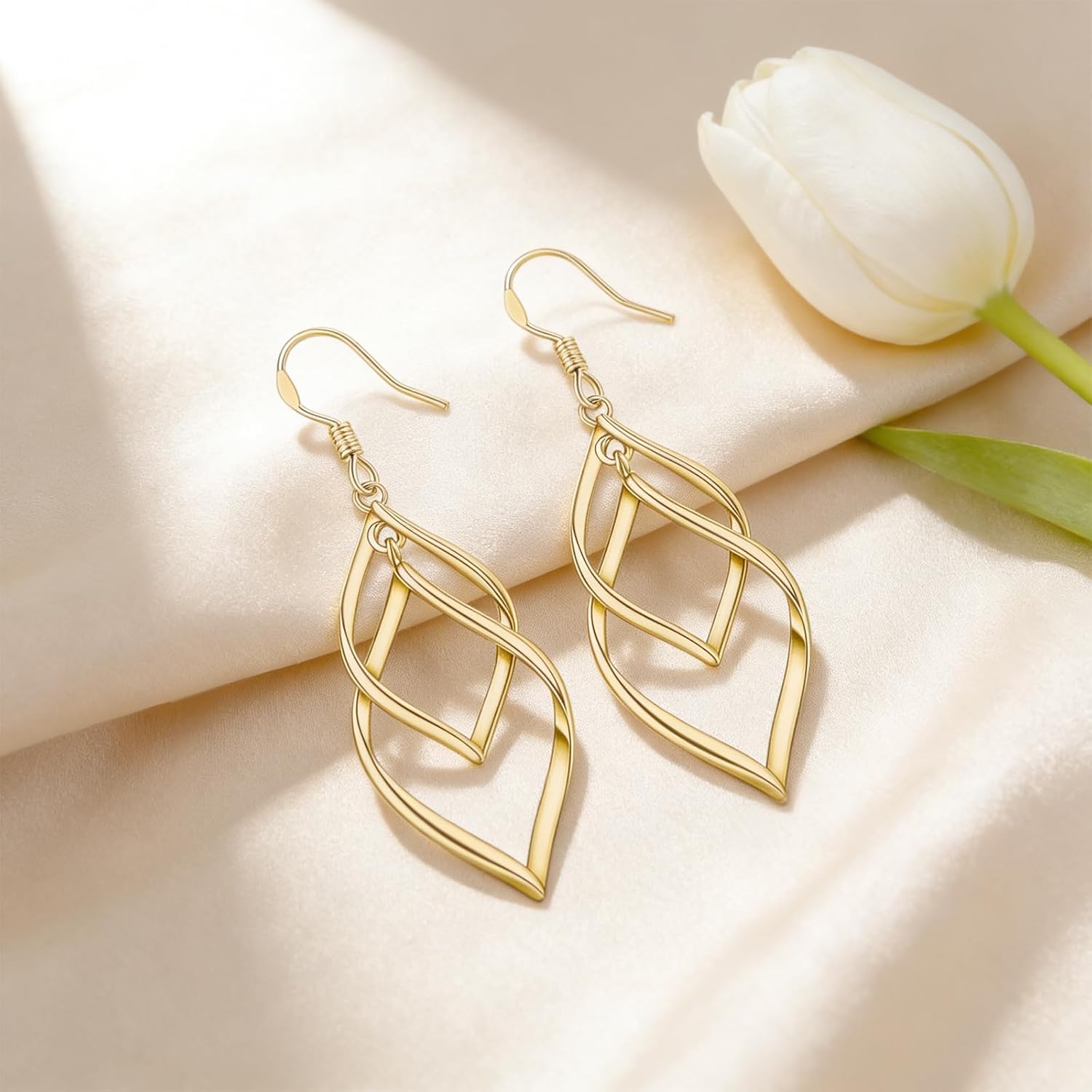 Gold Plated Earrings for Women Hypoallergenic Gold Earrings Statement Earrings for Girl Trendy Fashion Gold Jewelry Gifts Above 12 Years Old