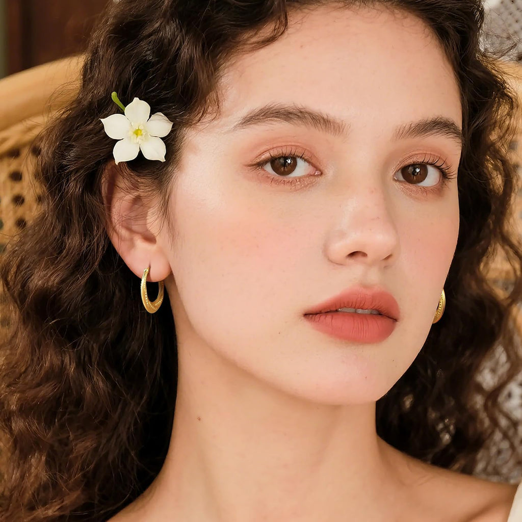 14K Gold Earrings for Women 14K Gold Hoop Earrings for Women Hoop Earring for Womens Hoops Rotating Small Ball Design Comfortable Hoops Earring for Womens 22/25mm