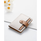 Alldaily Small Slim RFID Blocking Leather Wallet for Women, Bifold with 10 Card Slots and Coin Pocket (White&Brown)