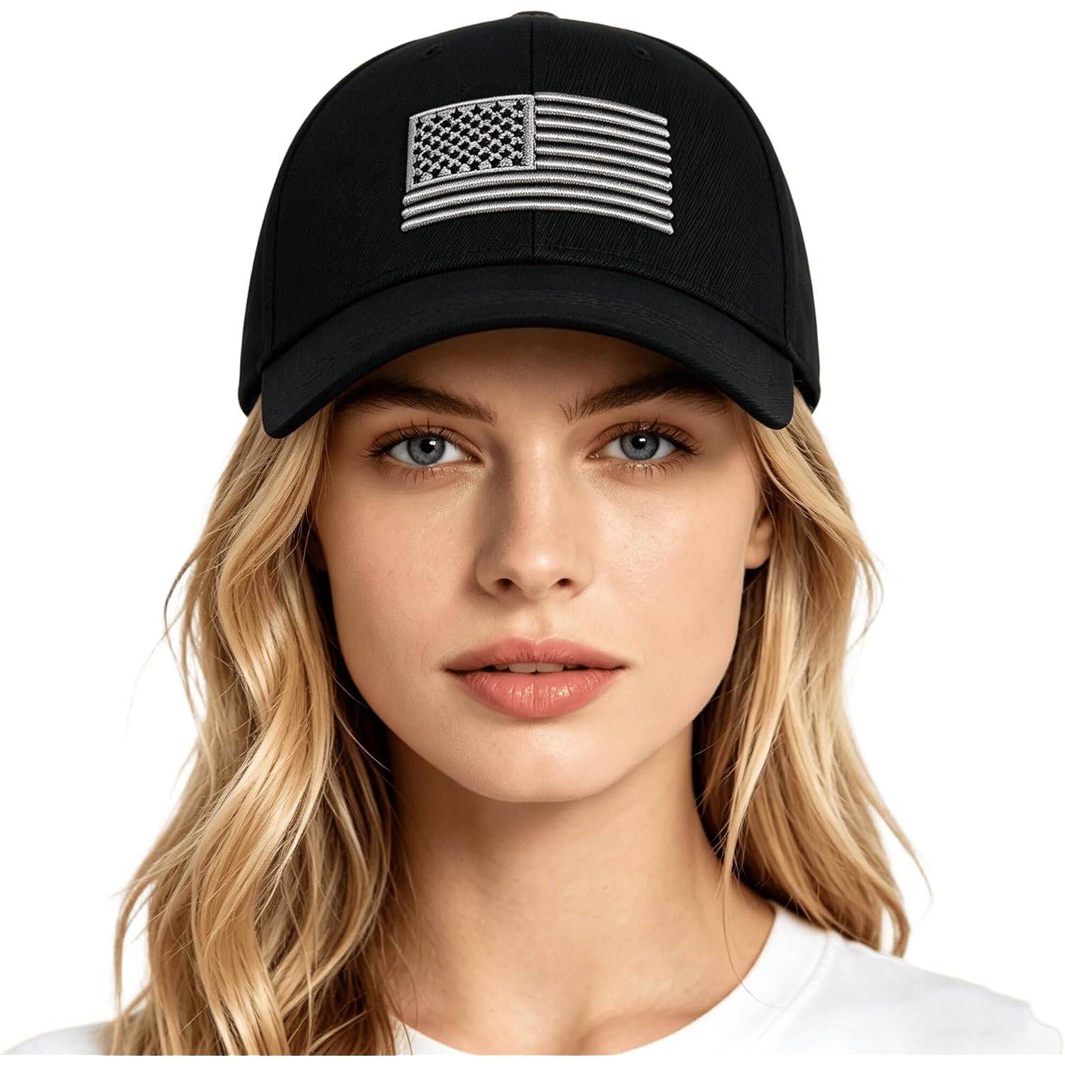 Vintage American-Flag Baseball-Cap for Women Men Unstructured Low-Profile Baseball-Hat Adjustable Black Black