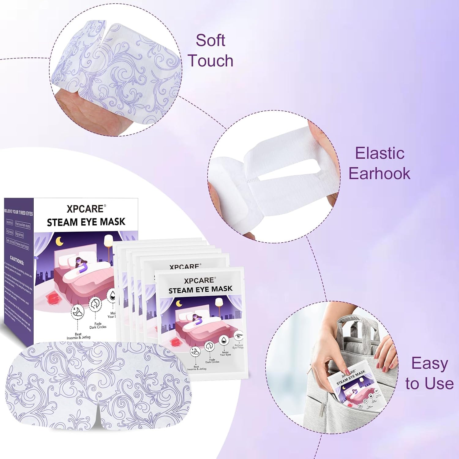 24 Pack Steam Eye Masks For Dry Eyes, Self Heated Steam Warm Eye Mask, Disposable Heated Eye Mask For Dark Circles, Puffy Eyes, Relief Stress Eye Fatigue (Unscented)