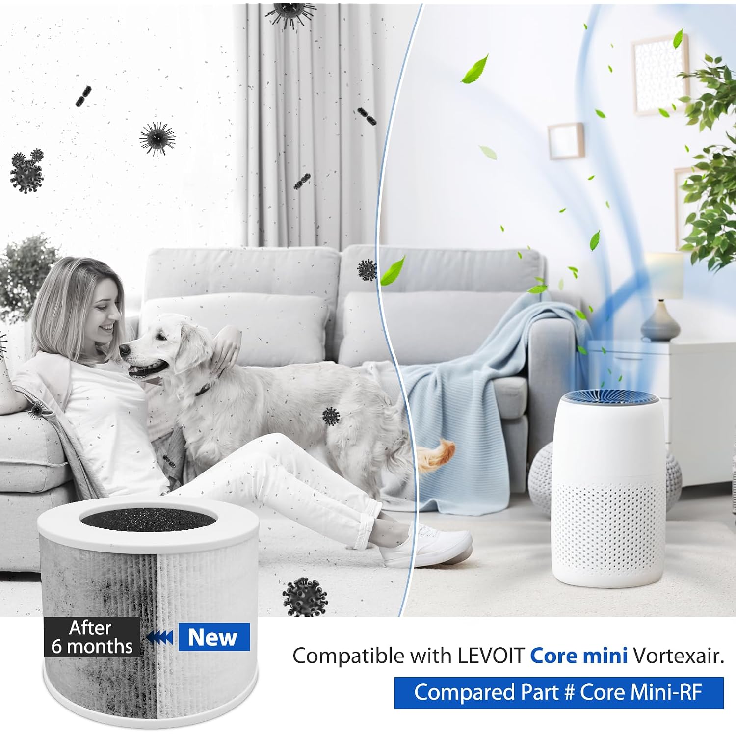2 Pack Core Mini Filter H13 True Hepa Filters For Levoit Core Mini Core Mini-P Air Purifier Replacement Filter 3-In-1 Hepa, High-Efficiency Activated Carbon, Replace Part Core Mini-Rf