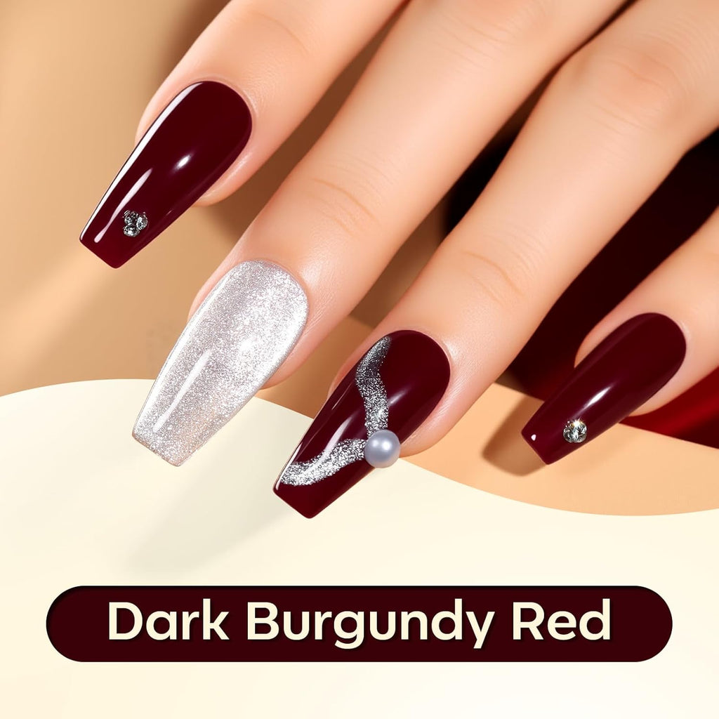 Makartt Dark Red Burgundy Gel Polish: 15ml Maroon Red Gel Nail Polish Fall Winter Soak Off UV LED Lamp Art Manicure Salon DIY Home Intense Color Gifts for Women Crimson Luxe