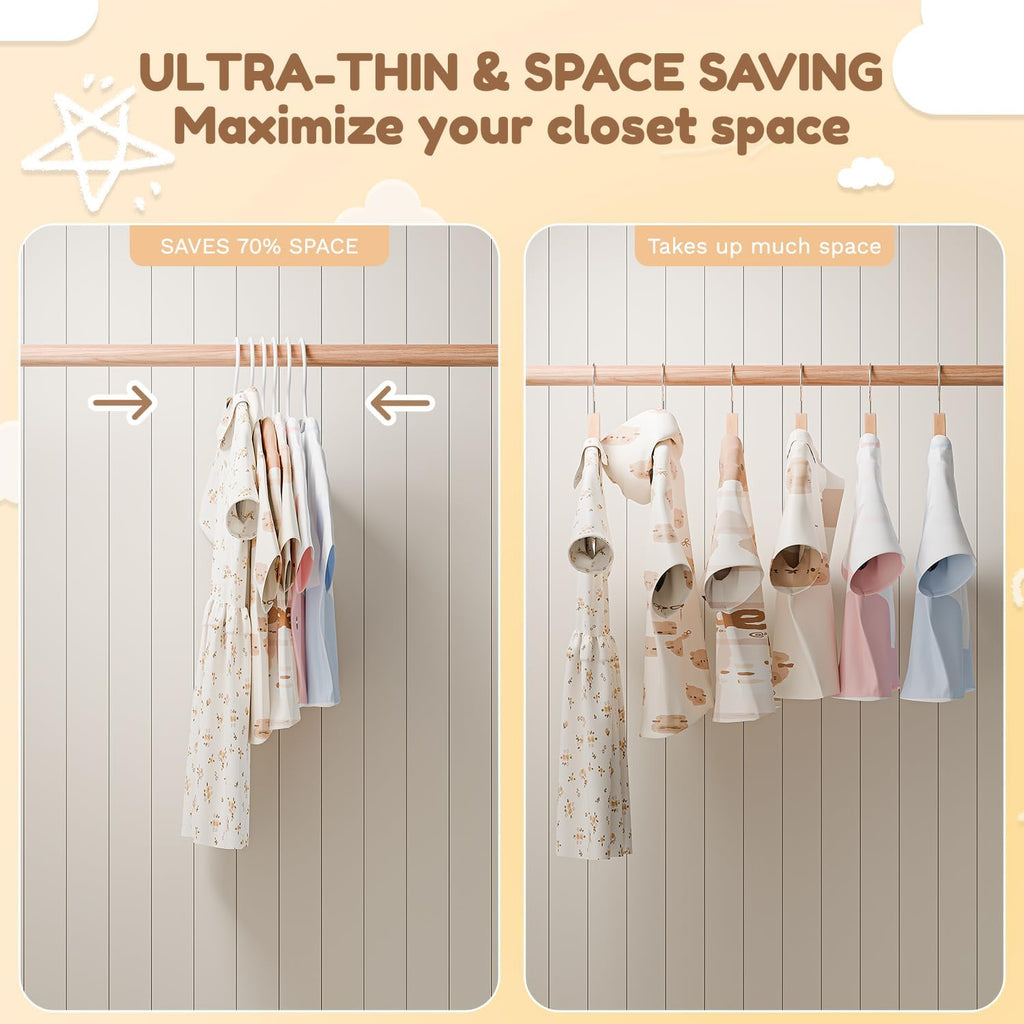 Kids Plastic Hangers, Baby Clothes Hangers For Closet 50 Packs Non-Slip Toddler Hangers For Infant Child Clothing, Small Children, For Pants Coats Skirts (White)