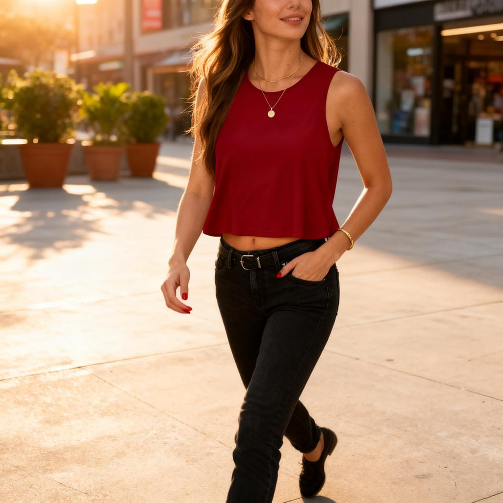 Womens Crop Tops Summer Casual Sleeveless Tank Loose Fit Basic Shirts 2026