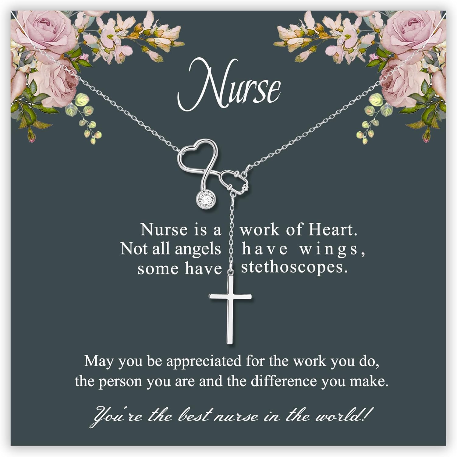 SmileBelle Nurse Graduation Gift for Women, Nurse Week Necklace Appreciation Practitioner Gifts for Nurses Female, Preceptor Gifts Nursing School Medical Assistant Jewelry for New Nurses Accessories