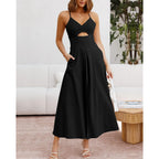 Btfbm Women 2026 Spaghetti Strap Midi Summer Dresses Sleeveless V Neck Cutout Slit Casual Beach Party Maxi Dress Pockets