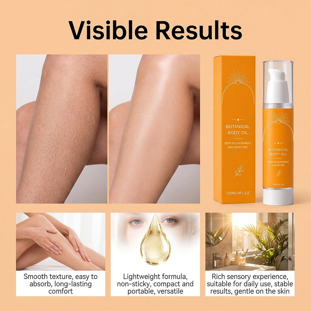 Evora Botanical Body Oil, Evora Body Oil With Wakame Algae, Passionflower Seed Oils & Brazil Nut, Fast Absorbing Moisturizing Non-Greasy Lightweight Firming Massage Oil For Smoother 4 Fl Oz