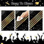 Childom 3 Pack Graduation Tablecloth,Graduation Decorations Class of 2026 Graduation Party Decorations,54"x108" Black and Gold Plastic Table Cloth Disposable Rectangle for Home,School,Party Supplies