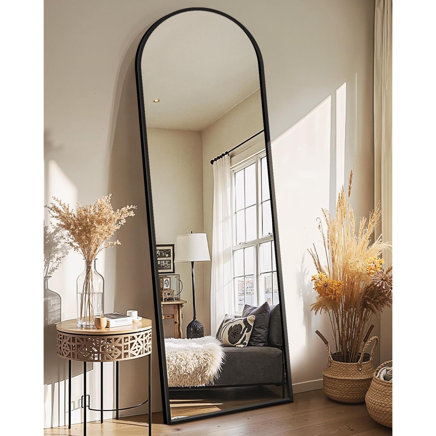 Delma Arched Mirror Full Length,Standing Mirror Full Body,Large Floor with Stand for Wall Entryway Door Bedroom Bathroom Living Room