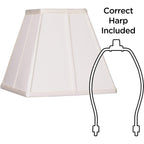 Ivory Classic Medium Square Lamp Shade (Pre-Assembled) 5.25" Top X 10" Bottom X 9" High X 9" Slant (Spider) Replacement With Harp And Finial