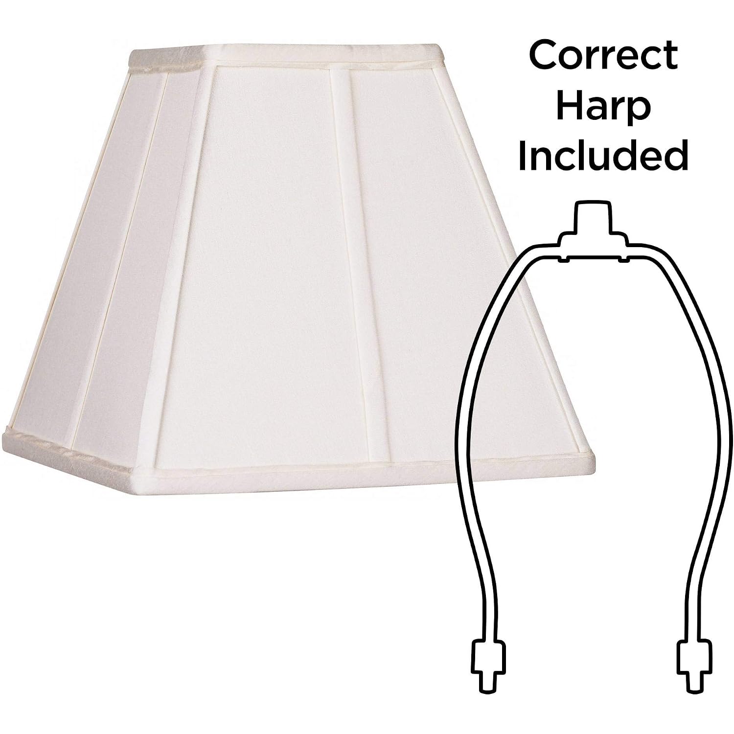 Ivory Classic Medium Square Lamp Shade (Pre-Assembled) 5.25" Top X 10" Bottom X 9" High X 9" Slant (Spider) Replacement With Harp And Finial