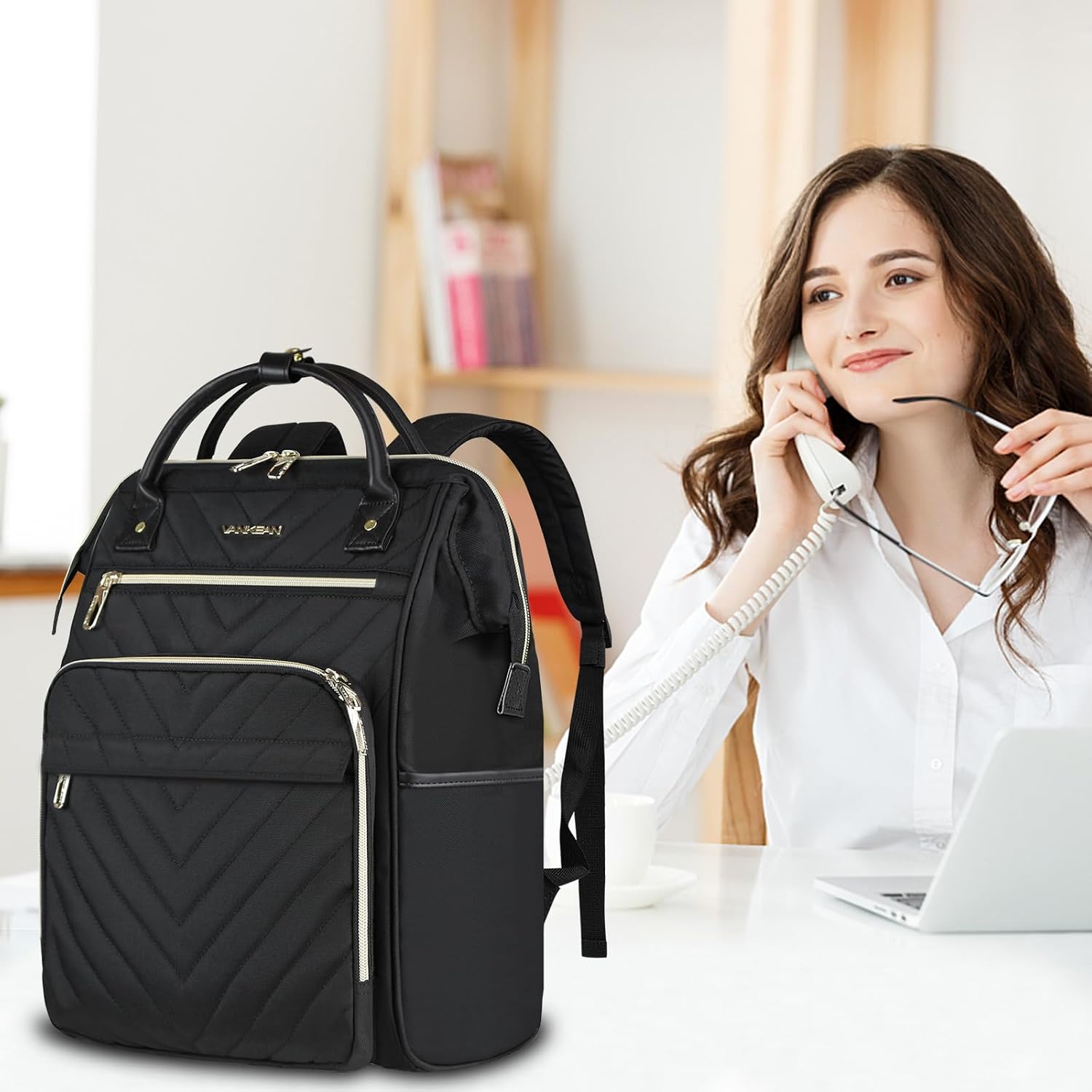 Vankean 17 Inch Laptop Backpack For Women Large Capacity Waterproof Daypack